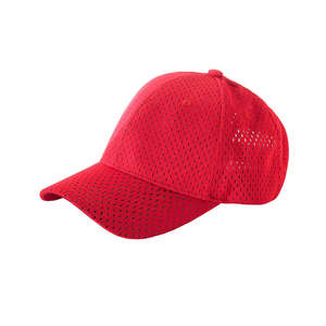 Big Accessories 6-Panel Structured Mesh Baseball Cap - Dark/All Red