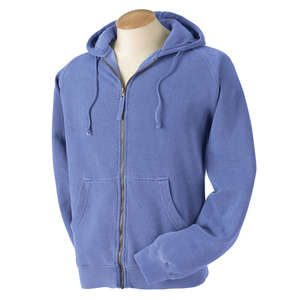 Comfort Colors Pigment-Dyed Full-Zip Hoodie - Dark/All Blue, Flo