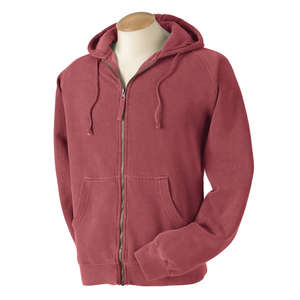 Comfort Colors Pigment-Dyed Full-Zip Hoodie - Dark/All Red, Crimson