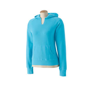 Comfort Colors Women's Garment-Dyed Front-Slit Pullover Hoodie - Dark/All Blue, Lagoon