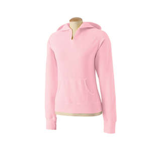 Comfort Colors Women's Garment-Dyed Front-Slit Pullover Hoodie - Dark/All Pink, Blossom
