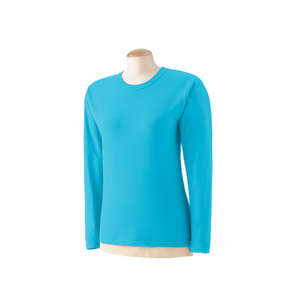Comfort Colors Women's 5.4 oz. Ringspun Garment-Dyed Long-Sleeve T-Shirt - Dark/All Blue, Lagoon