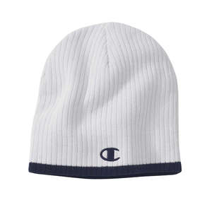 Champion Striped Knit Beanie - Dark/All White/Blue, Navy
