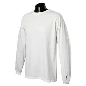 Champion Long-Sleeve Tagless T-Shirt - White/Neutral White