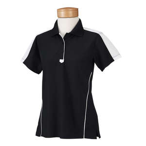 Chestnut Hill Women's Piped Technical Performance Polo - Dark/All Black/White
