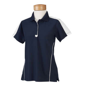 Chestnut Hill Women's Piped Technical Performance Polo - Dark/All Blue, Ink/White