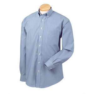 Chestnut Hill Men's Executive Performance Broadcloth Dress Shirt - Dark/All Blue, Atlantic Stripe