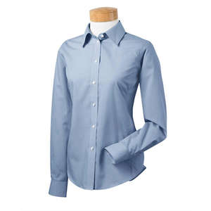 Chestnut Hill Women's Executive Performance Broadcloth Dress Shirt - Dark/All Blue, Atlantic Stripe