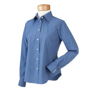 Chestnut Hill Women's Executive Performance Broadcloth Dress Shirt - Dark/All Blue, Atlantic