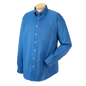 Chestnut Hill Men's Executive Performance Pinpoint Oxford Shirt - Dark/All Blue, French