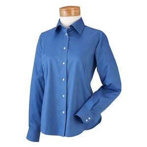 Chestnut Hill Women's Executive Performance Pinpoint Oxford Shirt - Dark/All Blue, French