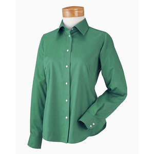Chestnut Hill Women's Executive Performance Pinpoint Oxford Shirt - Dark/All Green, Fairway