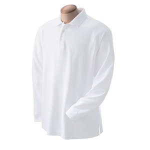 Devon & Jones Men's Pima Pique Long-Sleeve Polo - Dark/All White