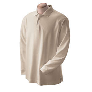 Devon & Jones Men's Pima Pique Long-Sleeve Polo - Dark/All Stone