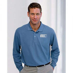 Custom Promotional Devon & Jones Men's Pima Pique Long-Sleeve Polo - Dark/All