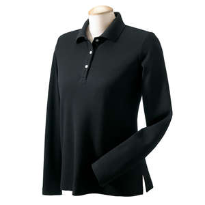Devon & Jones Women's Pima Pique Long-Sleeve Polo - Dark/All Black