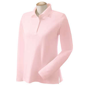 Devon & Jones Women's Pima Pique Long-Sleeve Polo - Dark/All Pink