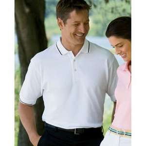 Devon & Jones Men's Pima Pique Short-Sleeve Tipped Polo - Dark/All 