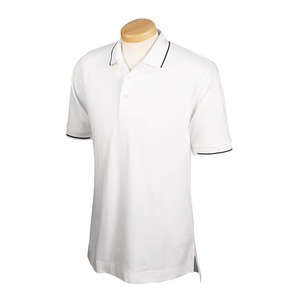 Devon & Jones Men's Pima Pique Short-Sleeve Tipped Polo - Dark/All White/Blue, Navy