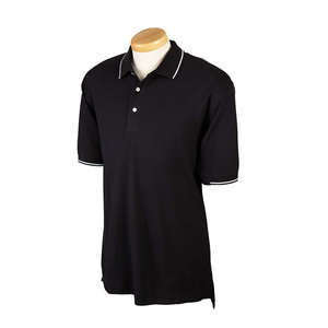 Devon & Jones Men's Pima Pique Short-Sleeve Tipped Polo - Dark/All Black/White
