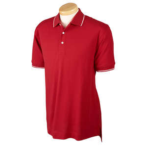 Devon & Jones Men's Pima Pique Short-Sleeve Tipped Polo - Dark/All Red/White