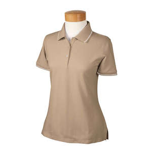 Devon & Jones Women's Pima Pique Short-Sleeve Tipped Polo - Dark/All Stone/White