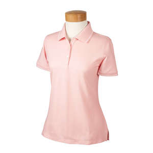 Devon & Jones Women's Pima Pique Short-Sleeve Tipped Polo - Dark/All Pink/White