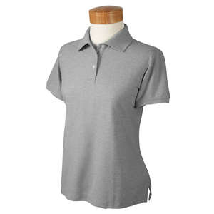 Devon & Jones Women's Organic Cotton Pique Polo - Dark/All Gray, Heather