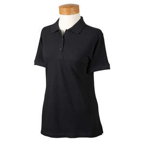 Devon & Jones Women's Organic Cotton Pique Polo - Dark/All Black