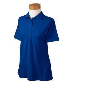 Devon & Jones Women's Organic Cotton Pique Polo - Dark/All Blue, True Royal