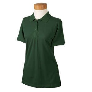 Devon & Jones Women's Organic Cotton Pique Polo - Dark/All Green, Forest