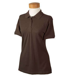 Devon & Jones Women's Organic Cotton Pique Polo - Dark/All Espresso