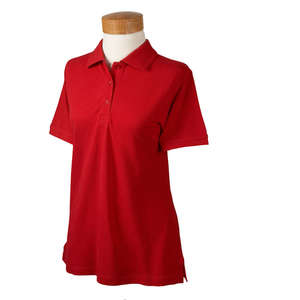 Devon & Jones Women's Organic Cotton Pique Polo - Dark/All Red