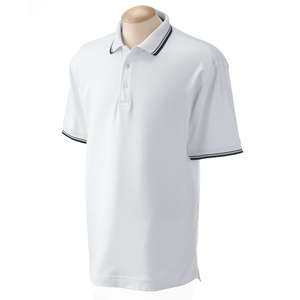 Devon & Jones Men's Tipped Perfect Pima Interlock Polo - Dark/All White/Blue, Navy