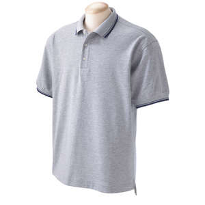Devon & Jones Men's Tipped Perfect Pima Interlock Polo - Dark/All Gray, Heathered/Blue, Navy