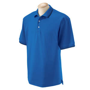 Devon & Jones Men's Tipped Perfect Pima Interlock Polo - Dark/All Blue, French/Blue, Navy