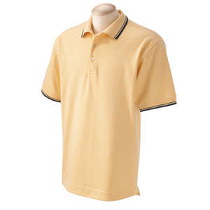 Devon & Jones Men's Tipped Perfect Pima Interlock Polo - Dark/All Butter/Blue, Navy