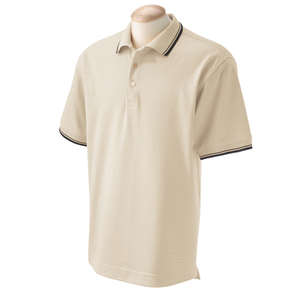 Devon & Jones Men's Tipped Perfect Pima Interlock Polo - Dark/All Stone/Blue, Navy