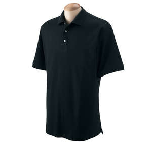 Devon & Jones Men's Solid Perfect Pima Interlock Polo - Dark/All Black