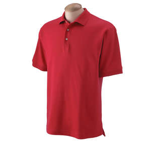 Devon & Jones Men's Solid Perfect Pima Interlock Polo - Dark/All Red