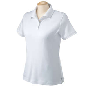 Devon & Jones Women's Solid Perfect Pima Interlock Polo - Dark/All White