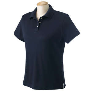 Devon & Jones Women's Solid Perfect Pima Interlock Polo - Dark/All Blue, Navy