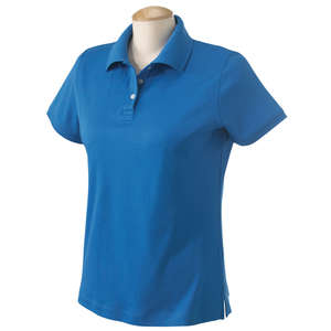 Devon & Jones Women's Solid Perfect Pima Interlock Polo - Dark/All Blue, French