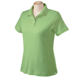 Devon & Jones Women's Solid Perfect Pima Interlock Polo - Dark/All Green, Willow