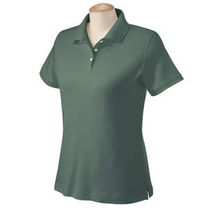 Devon & Jones Women's Solid Perfect Pima Interlock Polo - Dark/All Dill