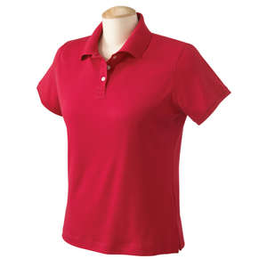 Devon & Jones Women's Solid Perfect Pima Interlock Polo - Dark/All Red