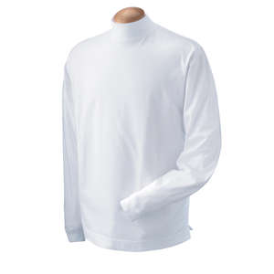 Devon & Jones Sueded Cotton Jersey Mock Turtleneck - Dark/All White