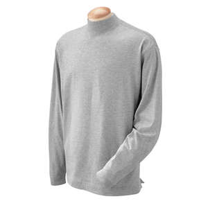 Devon & Jones Sueded Cotton Jersey Mock Turtleneck - Dark/All Gray, Heather