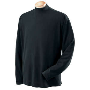 Devon & Jones Sueded Cotton Jersey Mock Turtleneck - Dark/All Black