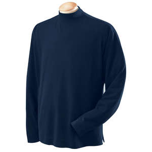 Devon & Jones Sueded Cotton Jersey Mock Turtleneck - Dark/All Blue, Navy